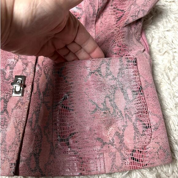 Vintage Lisa International Women Large Pink Snake Skin Suede Cotton Artsy Vest - Picture 7 of 9
